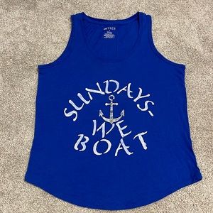 Sundays We Boat tank. Blue size small